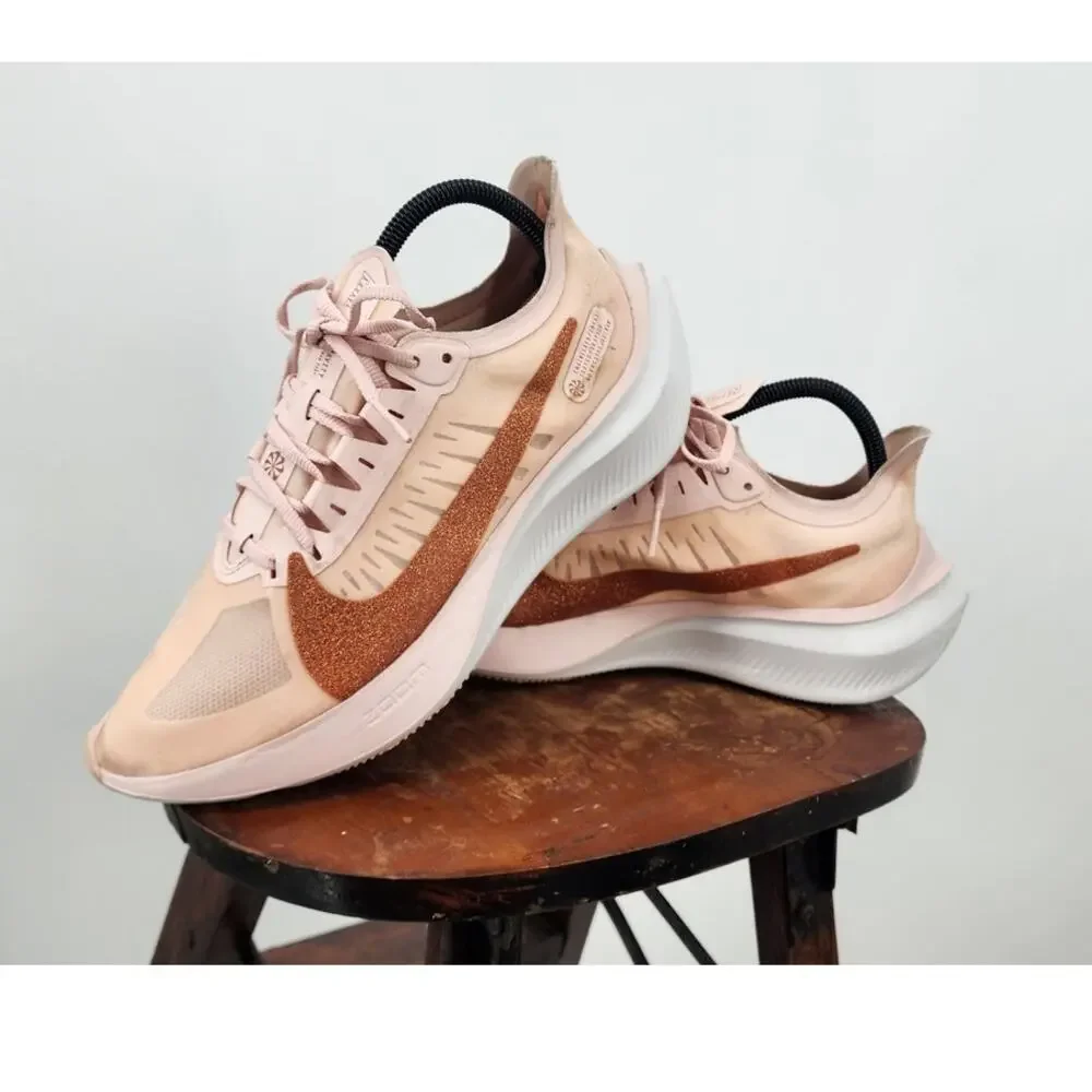 New Nike Zoom Gravity Echo Pink White Rose Gold‎ Glitter Size 10